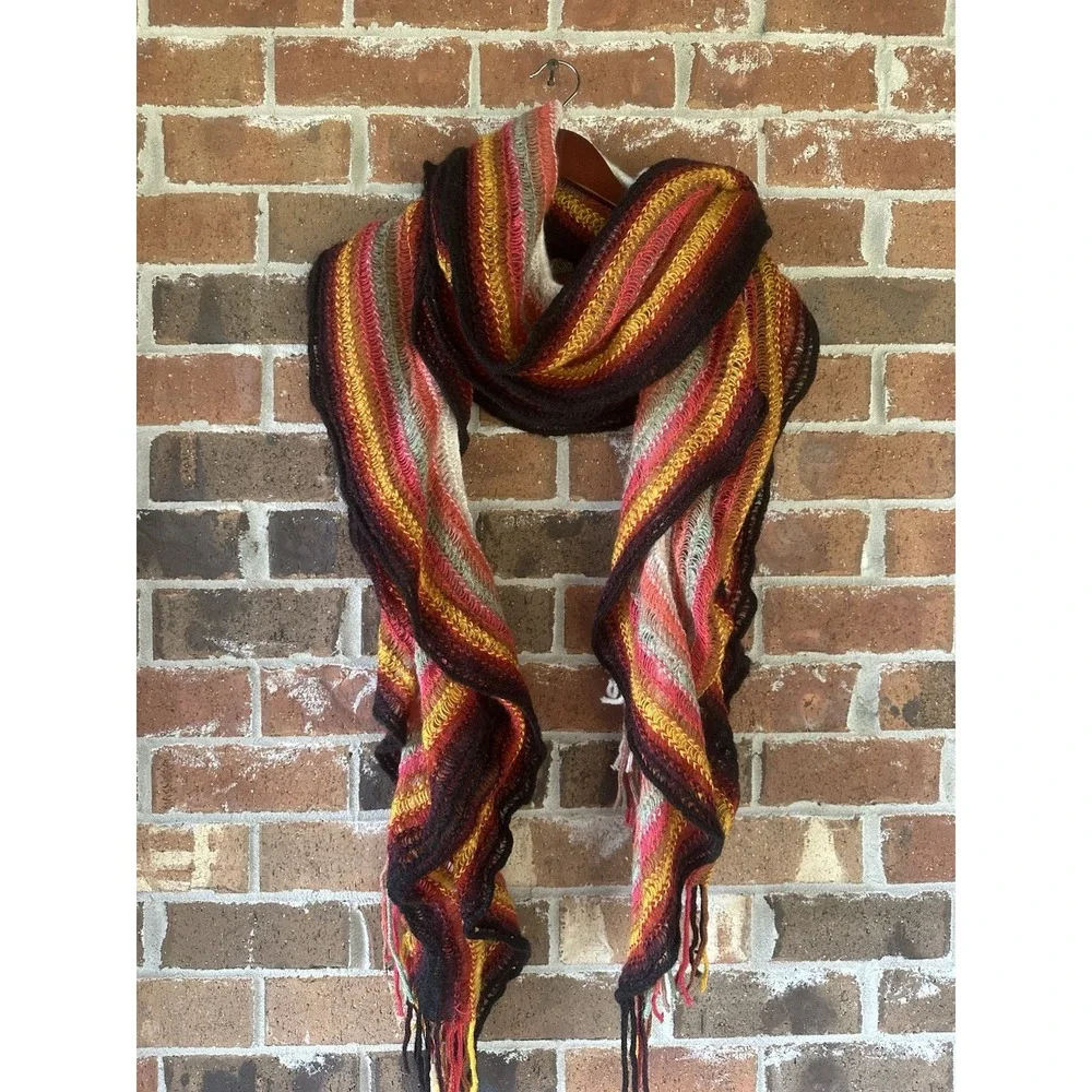 Collection Eighteen Women lightweight Multicolored soft fringe Boho Scarf